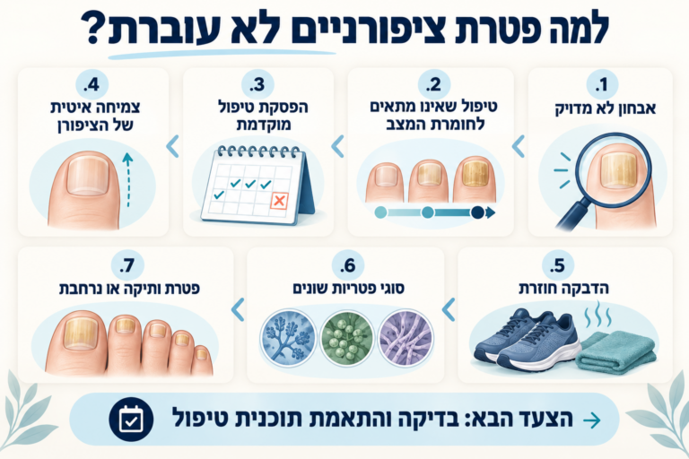 למה פטרת ציפורניים לא עוברת? 7 סיבות אפשריות